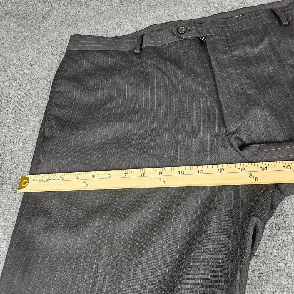 Pronto Uomo Platinum Mens Dress wool Pants Charcoal Gray‎ Pinstripe Flat Front